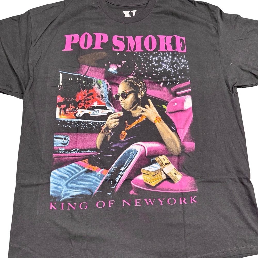 Vlone x Pop Smoke King of New York Pink Tee Mens XXL Rare Streetwear - Picture 3 of 6